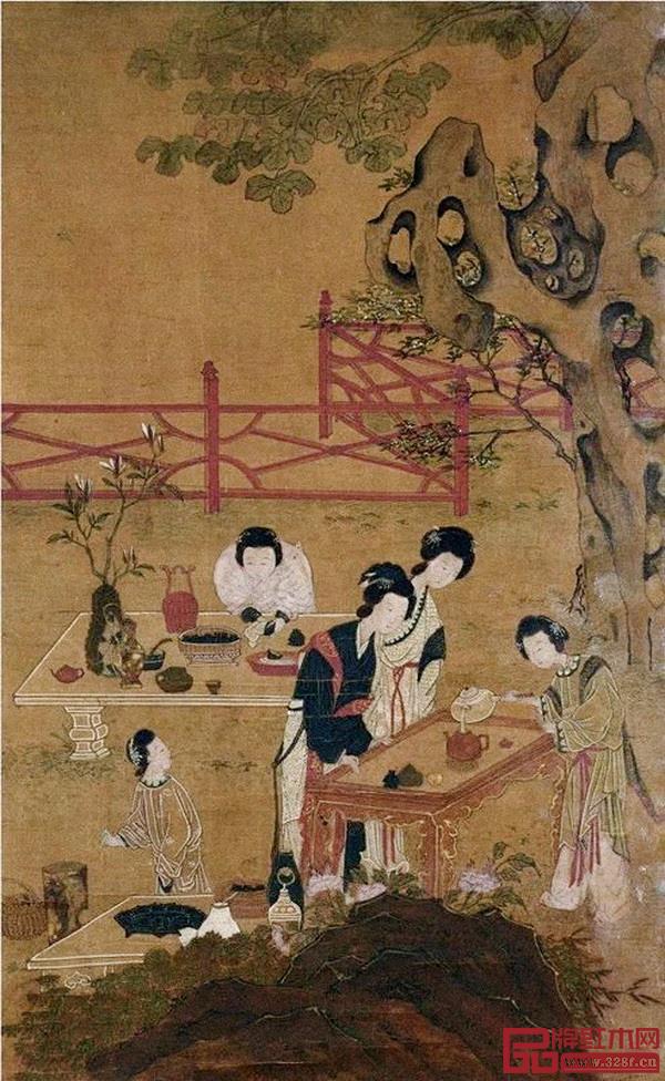《宮女煮茗》，仇英，明